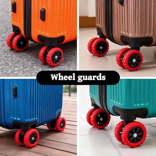 PureSphere 8 Pack Silicone Luggage Wheel Protectors, Red Anti-Scratch — view 5