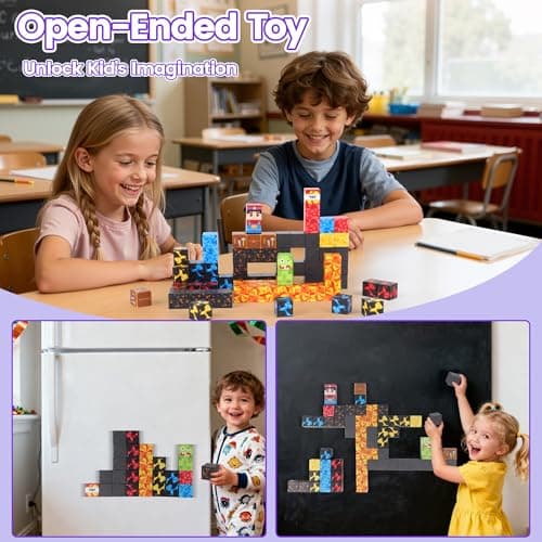 SYSKENI Magnetic Blocks Travel Set 35 Pcs Mini Magnetic Blocks Travel Toys for 3-5 Years Old Kids 4-8 Years Old Portable Magnetic Cube STEM Learning Toy with Portable Iron Storage Box Christmas — view 3