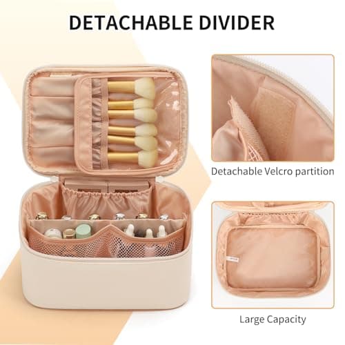 Travel Makeup Bag Portable Cosmetic Bag with Makeup Brushes Organiser Cream — view 4