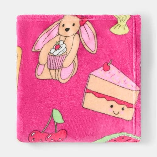 OHS Fleece Blanket Sofa Throw, Gifts for Teenage Girls Boys Super Soft Warm Cosy Sweetie Pies Throw Blanket Decorative Kids Rooms Sleepovers Single Bed Throws, Magenta - 125 x 150cm — view 4