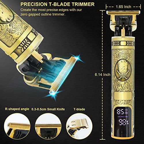 Beard Trimmer Hair Clippers Men T-Blade Cordless LCD Metal Grooming Kit — view 3