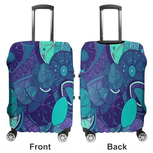 GHBNK Blue Teal Lemon Luggage Cover, Blue Teal Lemon Design Suitcase Protector, Personalized Stretchable Washable Travel Sleeve for 19-32 Inch Luggage X-Large, white, Medium, Blue Teal Lemon — view 3