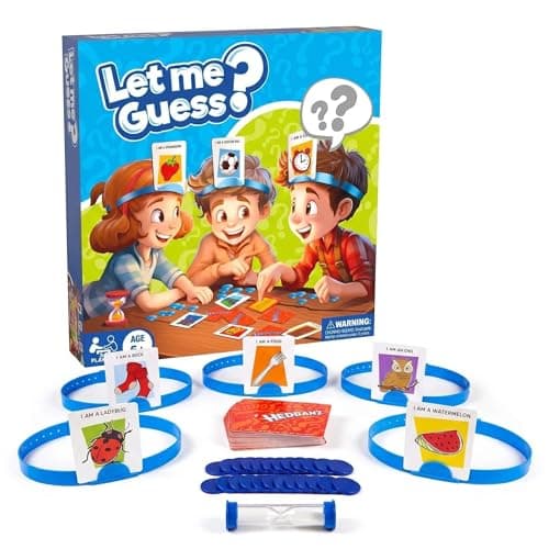 Falafoty What Am I Game, Let Me Guess! Family Fun Quiz Game with New Cards, Headbands, Picture Guessing Who Card Game Family Board Game for After Dinner Party Travel Pocket Game for Kids Adult (Blue)