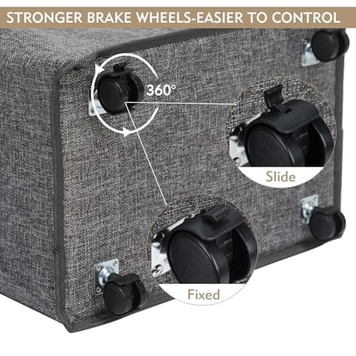 DOKEHOM 90L X-Large Rolling Laundry Basket Hamper on Wheels, Grey — view 5