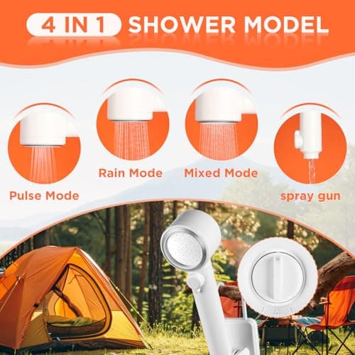Ann Katy Portable Camping Shower Outdoor Camp Shower Pump,Upgrade Rechargeable Electric Shower Pump with Intelligent Digital Display Multiple Spray Modes for Camping, Hiking, Traveling,RV — view 2