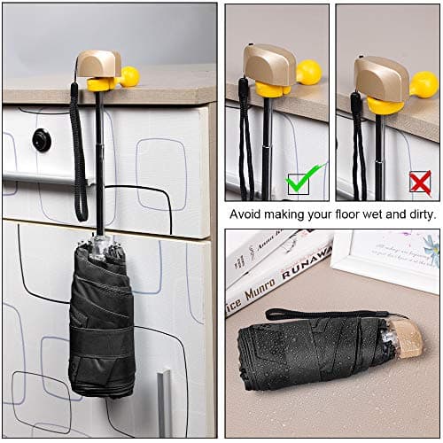Vicloon Mini Umbrella, Pocket Umbrella （Black） with Golden Handle, 210T Black Rubber Cloth & 6 Aluminum Alloy Ribs, Foldable Compact Travel Umbrella, UPF>50+ UV Resistance — view 5