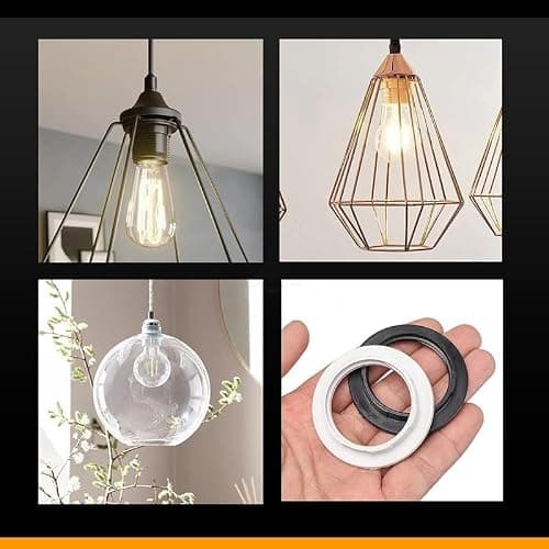 DC VOLTAGE 8 Pack E27 Lampshade Reducer Rings 38mm Bakelite Collar Adaptor Washer Light Shade Converter Screw Ring for Lamp Holder Socket Fitting Replacement — view 5