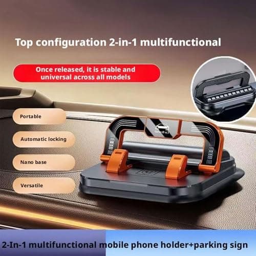 Car Phone Holder 360 Rotation, Adjustable Dashboard Mount for Navigation, Suction Cup Non-Slip Stand for Phone & Universal Phone Holder for Car, Desk & Travel (Orange) — view 5