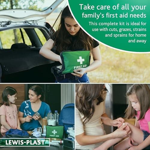 Lewis-Plast First Aid Kit Bag - 309 Piece Survival Kits - Safety Essentials for Travel Car Home Camping Work Hiking,Green — view 4