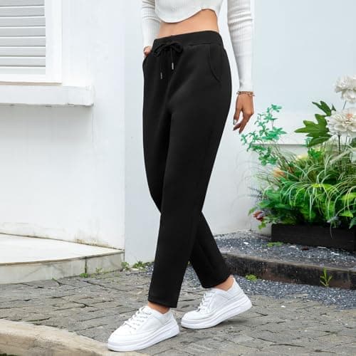 Fleece Lined Joggers Women Thermal Warm Winter Sweatpants with Pockets — view 2