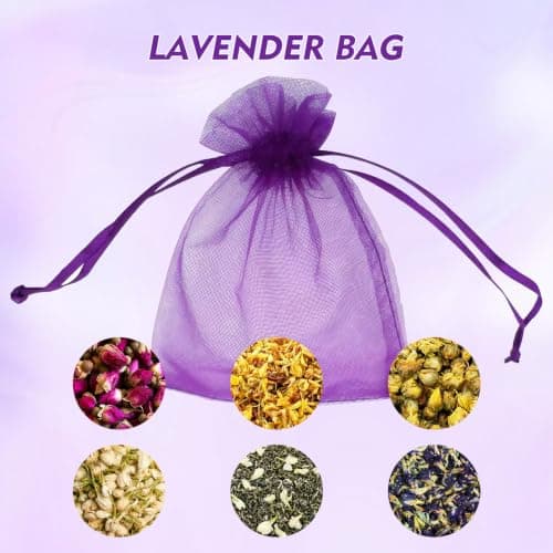 Mnuwoee 80 Pcs Lavender Bags Empty, Small Purple Organza Bags Drawstring — view 5