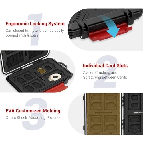 Kiorafoto Slim 18 Slots Memory Card Case for 8 SD 4TF 4 CFA 2 Nano SIM — view 3