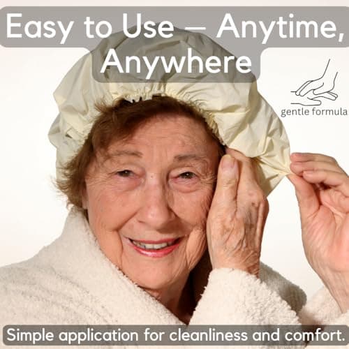 Waterless Shampoo Caps for Elderly or Bedridden - No Rinse, Anti-Bacterial, Enriched with Aloe Vera, Vitamin E, and Provitamin B5 - Convenient Dry Hair Wash Solution (Pack of 3) — view 3