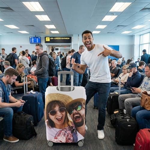 Personalized Suitcase Covers for Luggage, Custom Photo Luggage Covers for Suitcases, Double-Sided Customized Design, Elastic & Washable Travel Suitcase Cover (Large) — view 4