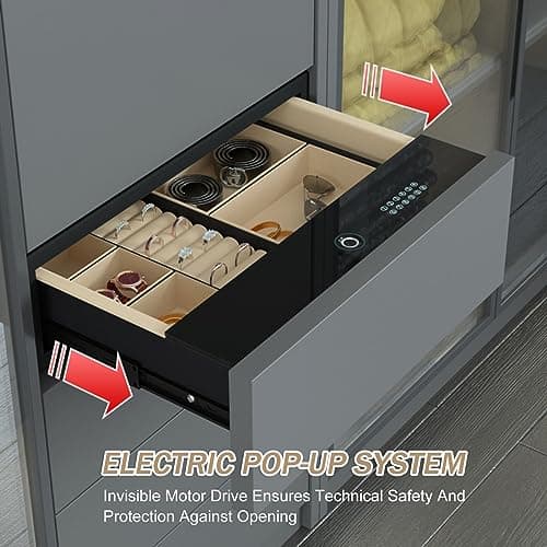 Pistol Safe, Biometric and Password Lock, Fingerprint Intelligent Steel Safe for Home, Nightstand, Jewelry, Handgun Organizer — view 4