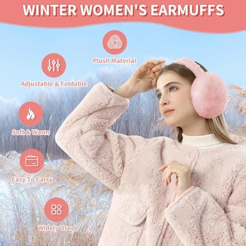 Foldable Warm Earmuffs Plush Fluffy Winter Ear muffs For Women Girls — view 2