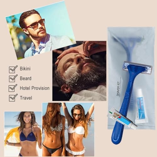 20Pack Luxury Sensitive Skin Travel Disposable Razors Kit with Shave Cream; Individually Wrapped; Clean and Hygienic; Guest Shaving Razor for Hotel, Salon,Spa,Home Care and Travel — view 5