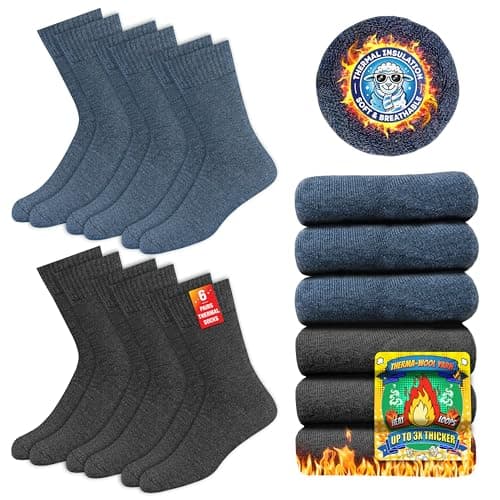 SOXCO Thermal Socks for Men & Women - Winter Heat Socks, Pack of 6 Pairs, 6-8