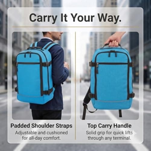 RYANAIR Cabin Bags 40x20x25 - Underseat Travel Backpack Hand Luggage | Blue — view 5