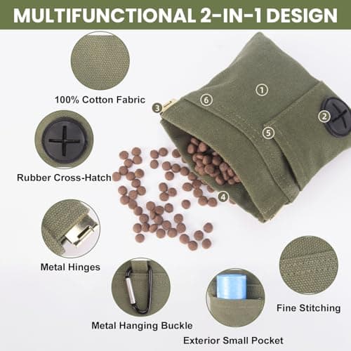 2PCS Dog Treat Pouch Magnetic Closure, Hands-Free Dog Walking Bag with Carabiner, Waterproof Treat Pouch for Dog Training with Waste Bag Holder for Poop Bags, Perfct for Walking Travel Training Use — view 2
