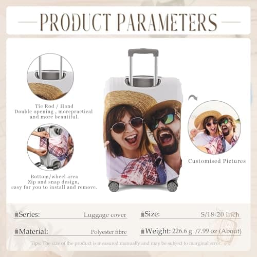 Personalised Elastic Luggage Protector Cover, 18-32" Custom Suitcase Covers with Photo, Double-Sided Photo Travel Suitcase Protector, Design Your Own Travel Accessories Protective Covers (XL) — view 6