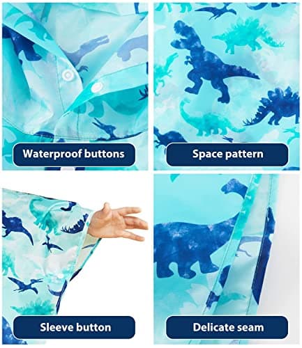 WAWSAM Kids Poncho Waterproof - Dinosaur Rain Poncho for Boys - Lightweight Hooded Raincoat with Storage Bag - Portable Rainwear for School & Travel — view 6