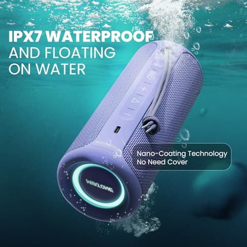 MIATONE Boompro Bluetooth Speaker 36W Portable Speakers with Stereo Sound Bass Waterproof IPX7 With USB Type C Charging Port Gifts for Woman Girl Friend (Purple) — view 6