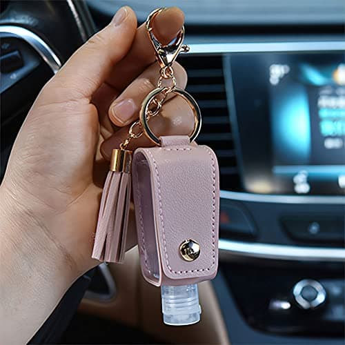 ZHUOEEDAAY 2PCS Refillable Travel Bottles Empty Leakproof Plastic Travel Bottle with Leather Keychain Oil for Hand Sanitizer, Travel, Outdoor Activities, School — view 5