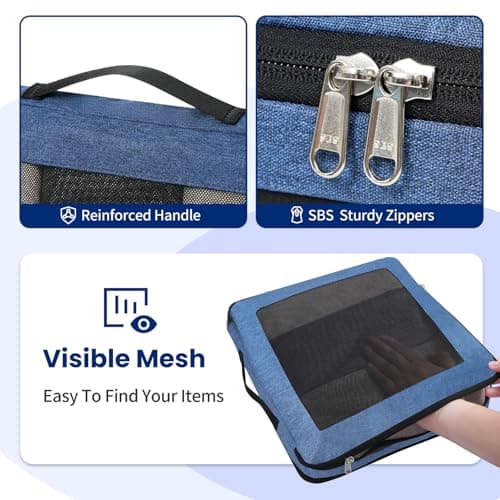 Prezon Compression Packing Cubes for Carry on Luggage, Full Open & Mesh Visible Design, 6 Set Expandable Travel Packing Organizer with Laundry Bag and Shoe bag for Vacation, Camping, Business — view 5