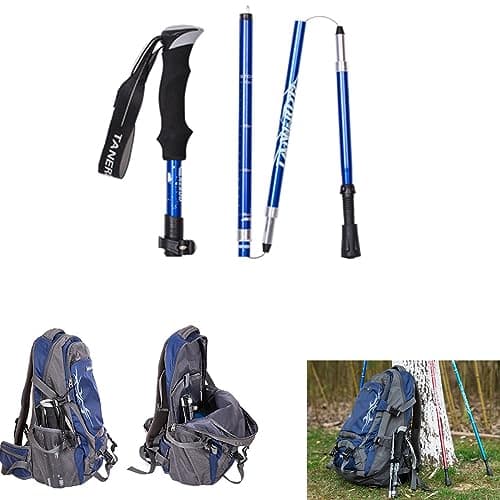 ThreeH Pair of 2 Hiking Poles Trekking Poles Foldable Walking Sticks for Men Women Lightweight Collapsible Climbing Poles for Backpacking Camping Black — view 4