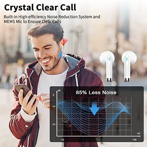 Wireless Earbuds, Bluetooth 5.4 Headphones NEW Wireless Headphones with 4 ENC Mic, 56H Bluetooth Earphones in Ear Noise Cancelling Deep Bass, Mini Ear Buds Bluetooth Earbuds IP7 Waterproof LED Display — view 4