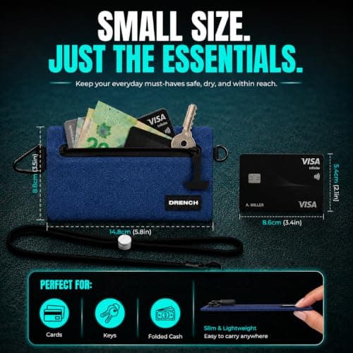 Drench Waterproof Wallet for Beach & Water Adventures, Blue — view 2