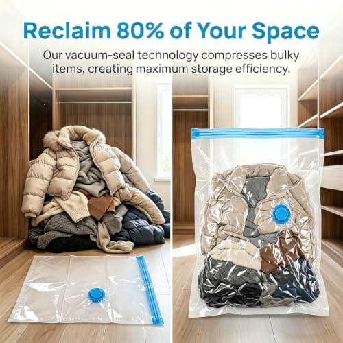 4 Pcs Space Saver Bags Vacuum Storage Bags Small Compression Zipper Storage Bags Vacuum Pack Bags for Clothes, Vacuum Bags for Clothes Travel Home, with Airtight Valve, 50 x 30 cm — view 4