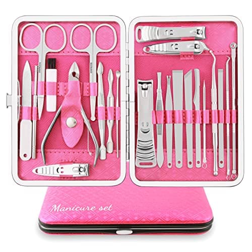 Uliya Manicure Set Professional Nail Clipper Kit Pedicure Tools (Pink)