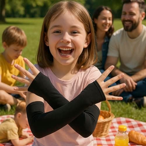 ALLY-MAGIC Arm Sleeves for Kids,UV Sun Protection Cooling Arm Compression Sleeves for Boys Girls Outdoor Sport Y8ETCSBX — view 5