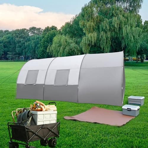 6-Person Tunnel Camping Tent, Large Family Tent with 3D Mesh Windows & Quick Setup, Spacious Outdoor Tent for Camping, Hiking, Backpacking, Travel – Grey, 350x480x206cm, Includes Carry Bag — view 5