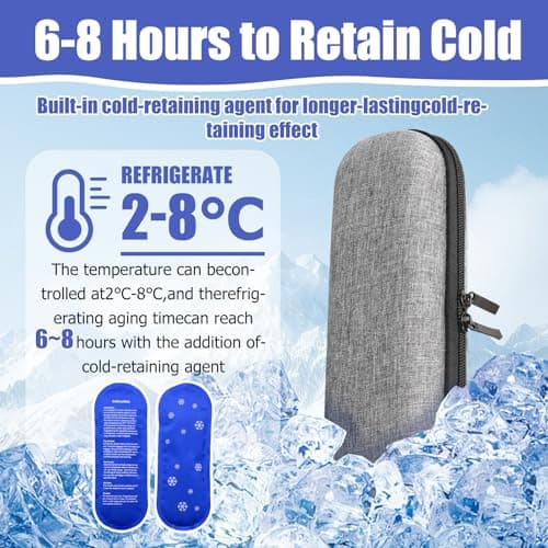 YILUXIANGYANG Insulin Pen Case, Portable Insulin Cooler Travel Case with 2 Ice Packs,Diabetic Supplies Insulin Pen Case, Medicine Cooler for Travel Insulin Case Diabetic Bag (Grey, 1 Set) — view 4