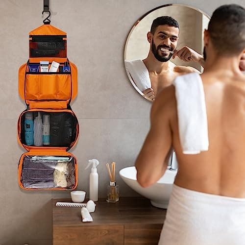 homchen Hanging Travel Toiletry Bag, Waterproof Folding Portable Cosmetic Wash Bag for Men and Women — view 5