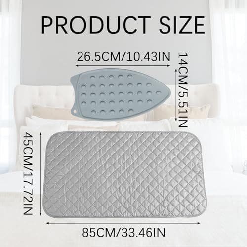 2Pcs Ironing Mat, Ironing Pad Set with Heat-Resistant Cotton & Silicone Rest – Portable Tabletop Iron Mats for Travel, 2-Pack Non-Slip Ironing Mats for Beds, Tables, Sewing (26.5x14cm & 45x85cm) — view 2