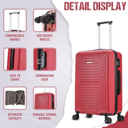 FLYMAX 29" Large Suitcase 4 Wheel Lightweight Luggage Hard Shell Travel Case Hold Check in Fits 23kg - 27kg + 3 Digit Lock Suitcase Large + Telescopic Handle 100 Litre Capacity — view 4