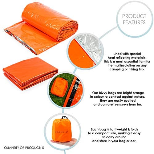 Bramble - 5 Premium Emergency Thermal Bivvy Bags, Survival Weatherproof Rescue Sleeping Blankets - For Safety While Hiking, Camping, Extreme Sports — view 4