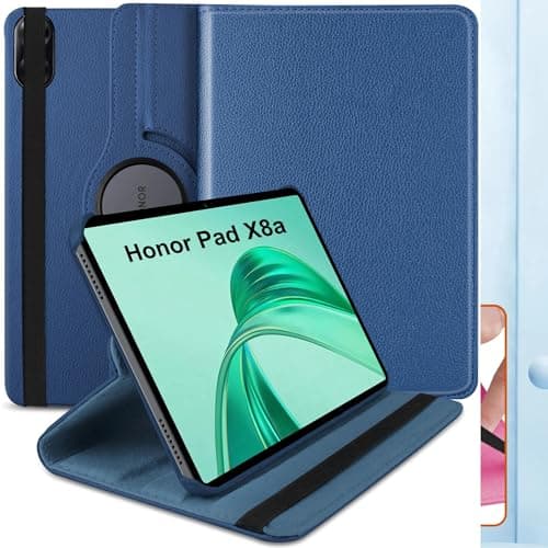 360 Rotation Case for Honor Pad X8a 2024, PU Leather Protective Cover with Rotating Stand & Auto Sleep/Wake (Navy Blue)