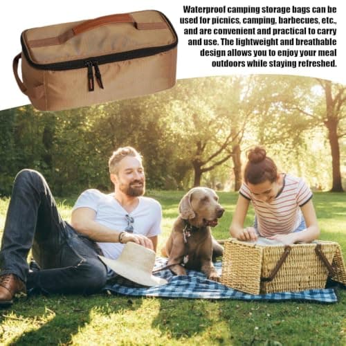 Camping Cookware Storage Bag 7.48inch Camping Utensils Storage Bag with Comfortable Handle For Picnic Barbecue Tableware Plates Pots Pans Pack Travel Carrier Crate — view 6