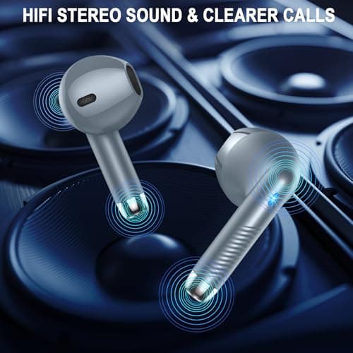 Wireless Earbuds, Bluetooth 5.4 Headphones in Ear with 4 ENC Noise Cancelling Mic, Bluetooth Earbuds 40H Playtime, HiFi Stereo Deep Bass Wireless Earphones IP7 Waterproof, USB-C Fast Charge Dark Gray — view 6