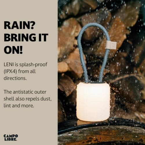 Campo Libre.® Leni Camping Lamp – LED Outdoor Light with Flexible Handle, Dimmable Camping Light, Table Lantern, IPX4 Waterresistance, 200h Runtime, SqueezeShell, USB-C Charging, Rectangle, Moss — view 6