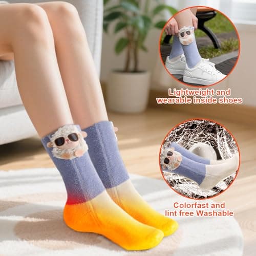 HOVCEH Heated Socks for Women, Heated Socks Rechargeable, Electric Heatedsocks with 1800mAh Battery and 3 Heating Levels, Battery Heatedsocks for Camping, Skiing, Hiking, Outdoor & Indoor — view 5