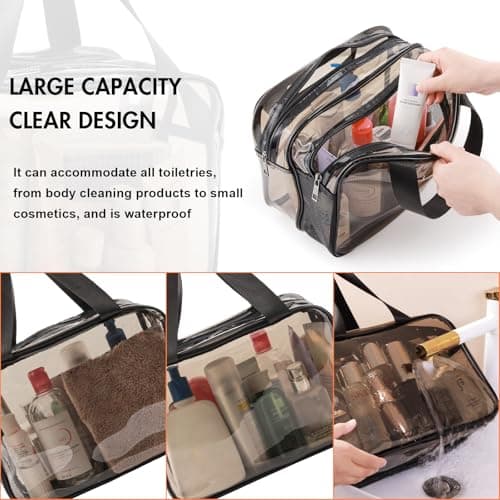 Toiletry Bag Portable Travel Makeup Bag, PVC Clear Wash Bag, Brown — view 3
