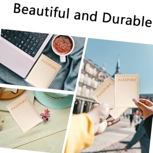 Passport Holder Cover Travel Wallet Organiser, Passport Case with RFID Blocking, PU Leather Travel Document Holder for Men&Women Travel Accessories (Gold) — view 4