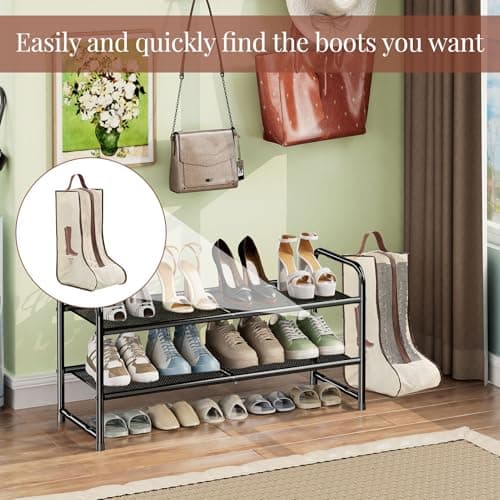 2 Set Welly Boot Bag, Boot Storage Bag, Walking Boot Bag,Portable Boots Protector Bag, Dust Proof Travel Shoe Bags with Handle Boots Organizer for Packing Travel and Daily Use(Tall) — view 6