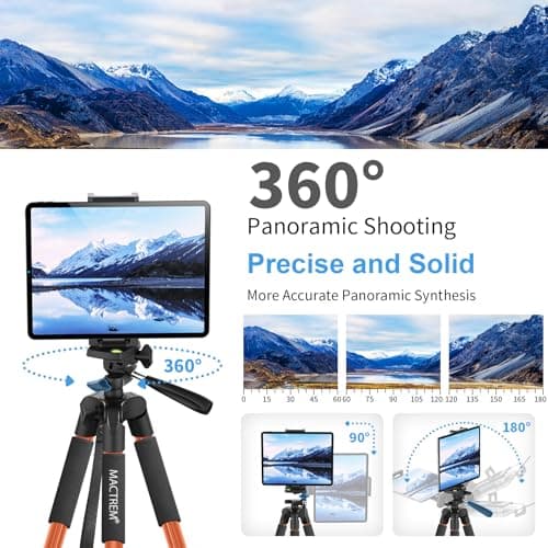MACTREM 165cm/65inch Phone/iPad Tripod with Remote, Lightweight Aluminum — view 6